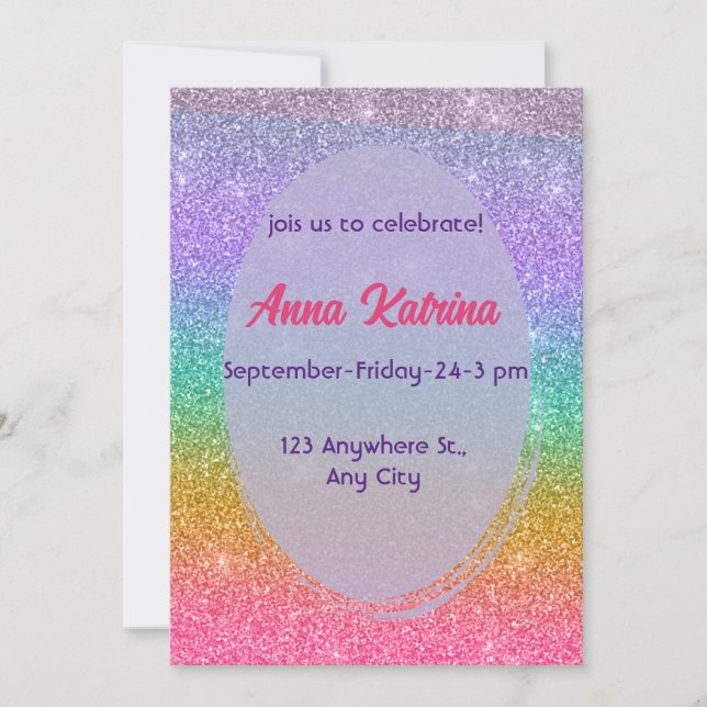 Invitation Parties scintillant d'anniversaire (Devant)