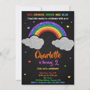 Invitation Parties scintillant d'anniversaire arc-en-ciel inv