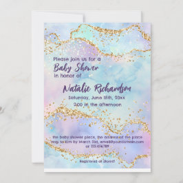 Invitation Parties scintillant d'aquarelle brillante Baby sho