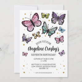 Invitation Parties scintillant d'aquarelle d'anniversaire pap