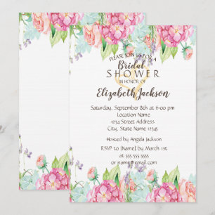 Invitation Parties scintillant d'aquarelle Fleurs Fête des ma