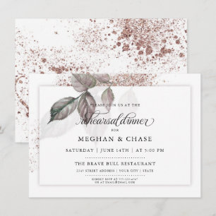 Invitation Parties scintillant d'aquarelle moderne Foliage Ba