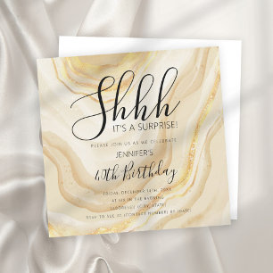 Invitation Parties scintillant d'aquarelle moderne Gold 40e a