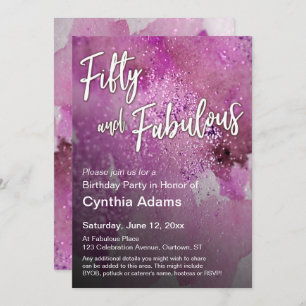 Invitation Parties scintillant d'aquarelle rose chaud Cinquan