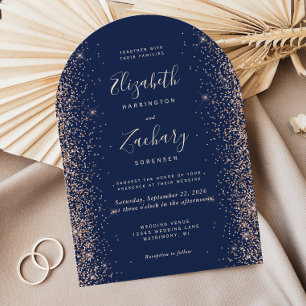 Invitation Parties scintillant d'arc bleu marine moderne Mari