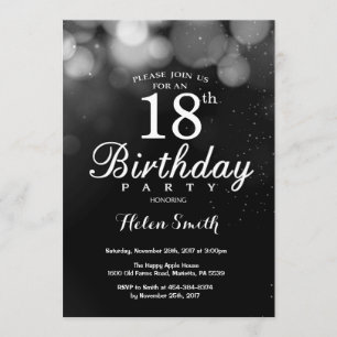 Invitation Parties scintillant d'argent 18e anniversaire Cart