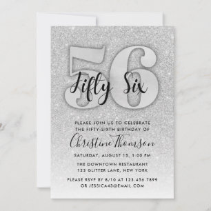 Invitation Parties scintillant d'argent 56e anniversaire Invi