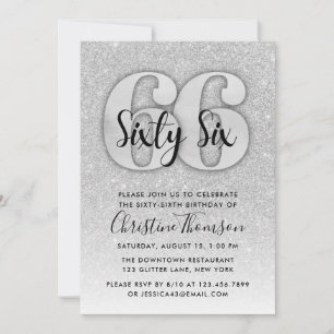 Invitation Parties scintillant d'argent 66e anniversaire Invi