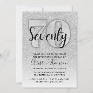 Invitation Parties scintillant d'argent 70e anniversaire Invi
