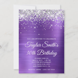 Invitation Parties scintillant d'argent Améthyste violet 30e