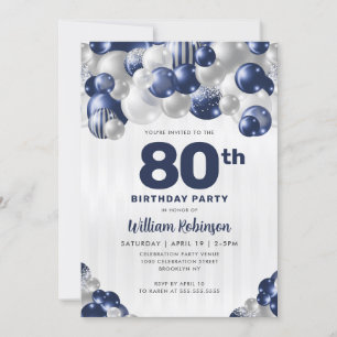 Invitation Parties scintillant d'argent bleu de la Marine mod