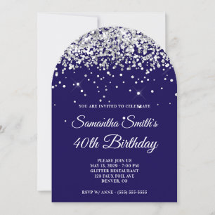 Invitation Parties scintillant d'argent bleu foncé Photo 40e 
