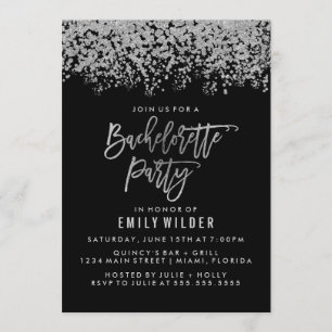 Invitation Parties scintillant d'argent Confetti Bachelorette