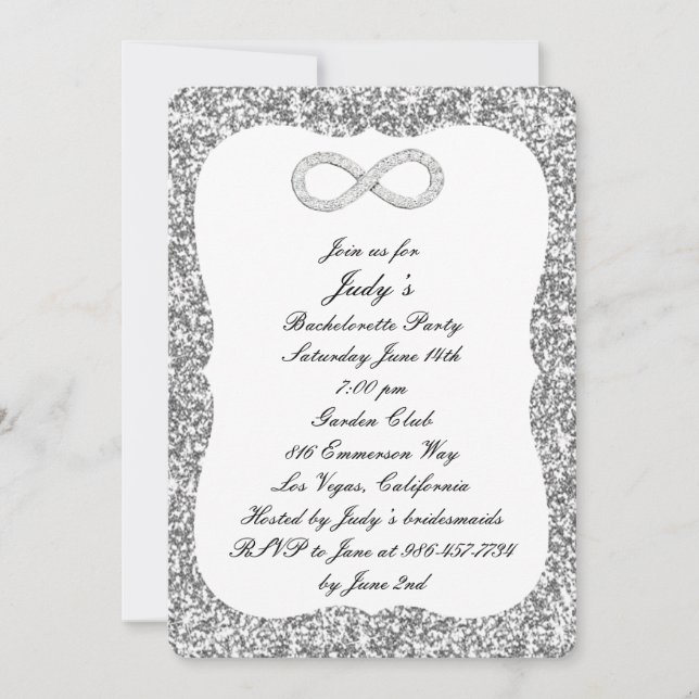 Invitation Parties scintillant d'argent Diamond Infinie Bache (Devant)