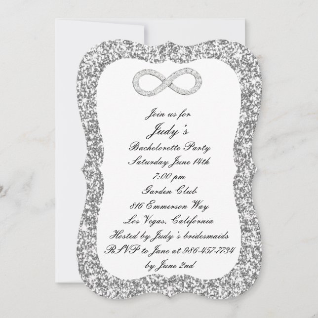 Invitation Parties scintillant d'argent Diamond Infinie Bache (Devant)
