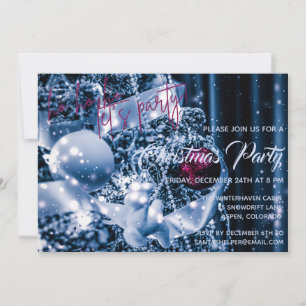 Invitation Parties scintillant d'argent et magenta Bauble Noë