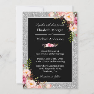 Invitation Parties scintillant d'argent étincelle le Faire-pa
