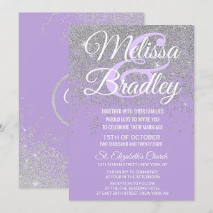 Invitation Parties scintillant d'argent étincelle un Mariage 