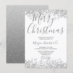 Invitation Parties scintillant d'argent Fête de Noël d'entrep
