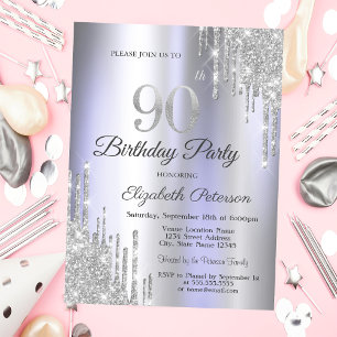 Invitation Parties scintillant d'argent Lumineuse pourpre 90e