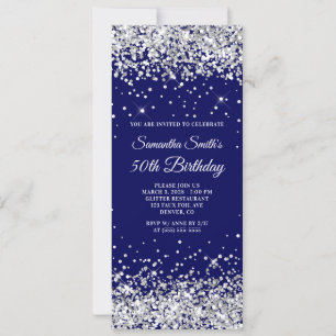 Invitation Parties scintillant d'argent Marine 50e anniversai