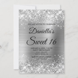Invitation Parties scintillant d'argent mousseux et huile dou