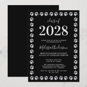Invitation Parties scintillant d'argent noir Empreintes de pa