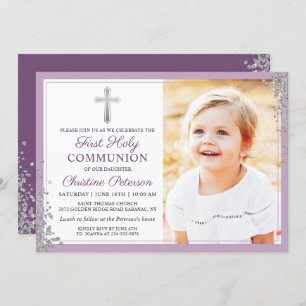 Invitation Parties scintillant d'argent Plum violet première 