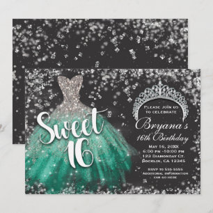 Invitation Parties scintillant d'argent Robe Turquoise Tiara 
