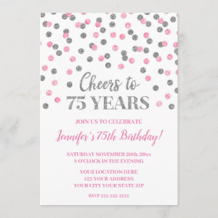Invitation Parties scintillant d'argent rose Confetti encoura