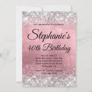 Invitation Parties scintillant d'argent rose huile Fancy Mono