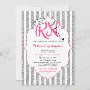 Invitation Parties scintillant d'argent rose RN