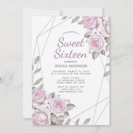 Invitation Parties scintillant d'argent rose violet Sweet six