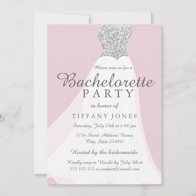Invitation Parties scintillant d'argent rose White Gown Bache (Devant)