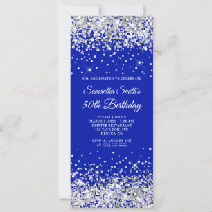 Invitation Parties scintillant d'argent Royal Blue 50e annive