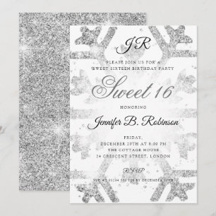 Invitation Parties scintillant d'argent Sweet d'hiver 16 Anni