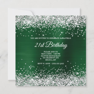 Invitation Parties scintillant d'argent Vert foncé huile 21e