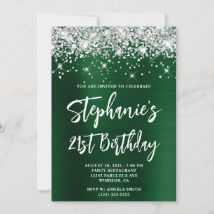 Invitation Parties scintillant d'argent Vert foncé huile gras