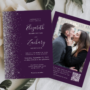 Invitation Parties scintillant d'argent violet foncé Photo Ma