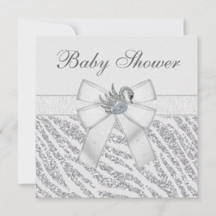 Invitation Parties scintillant d'argent Zebra Impression et B