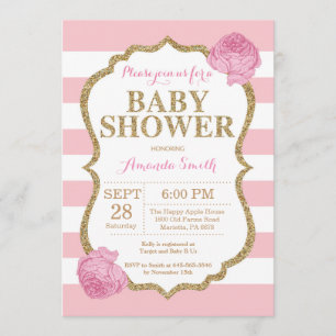 Invitation Parties scintillant d'Baby shower rose et or