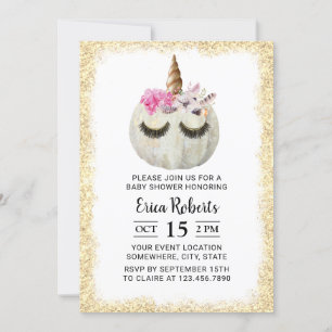 Invitation Parties scintillant de Baby shower d'or Citrouille