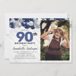 Invitation Parties scintillant de ballons bleu marine en arge