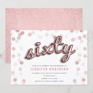 Invitation Parties scintillant de ballons d'or Rose moderne 6