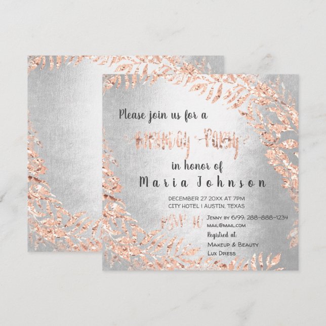 Invitation Parties scintillant de couronne de fête d'annivers (Devant / Derrière)