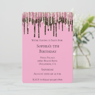 Invitation Parties scintillant de crème glacée rose Chocolat,