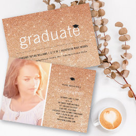 Invitation Parties scintillant de cuivre Graduate Simple Grad
