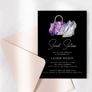 Invitation Parties scintillant de diamants violets Sweet sixt