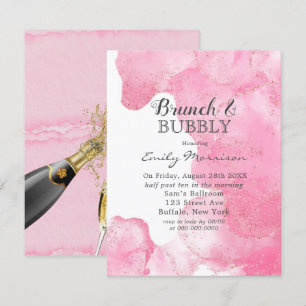 Invitation Parties scintillant de fumée rose et or Brunch & B