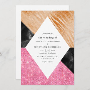 Invitation Parties scintillant de Glam Faux Mariage en marbre